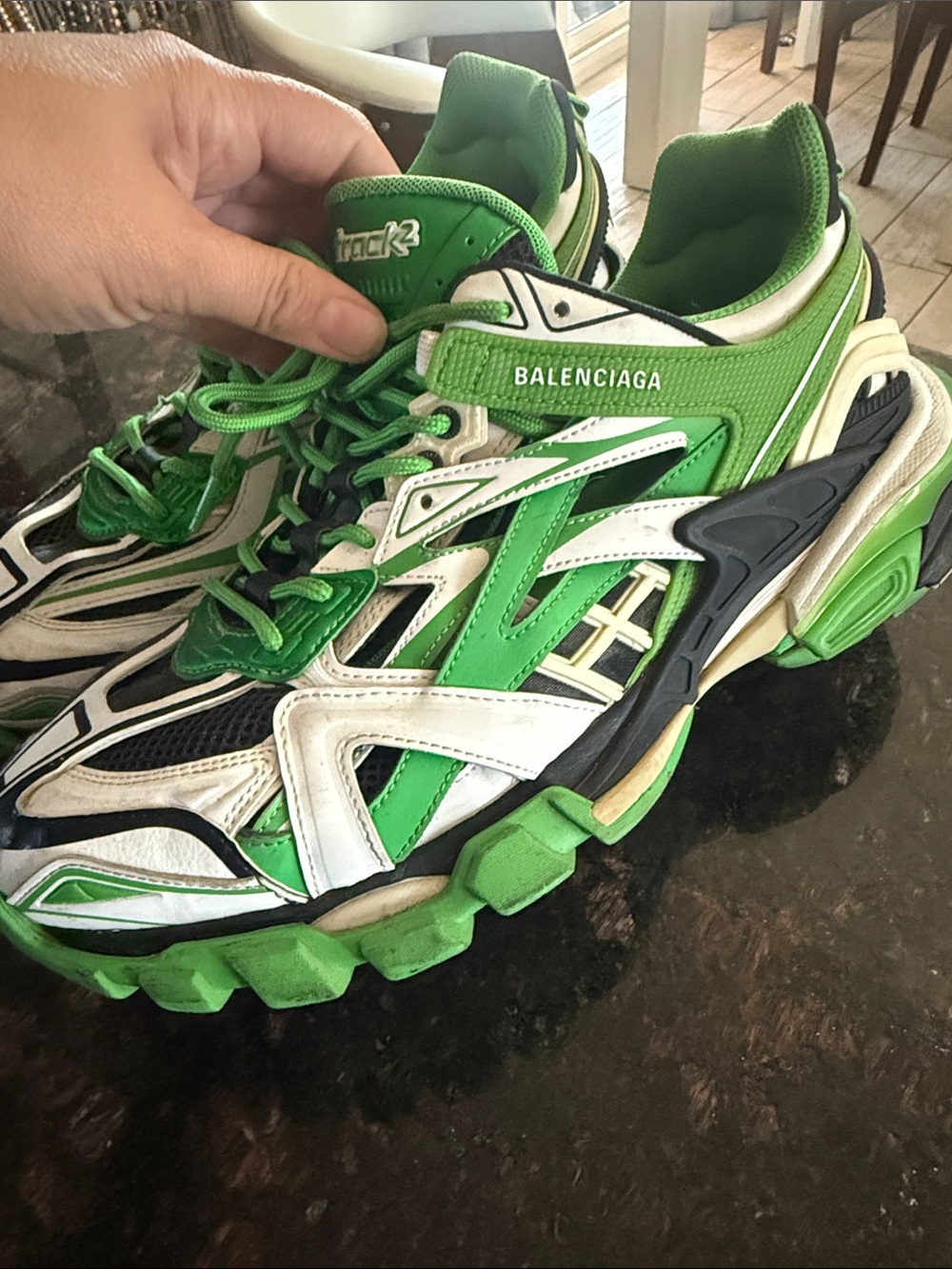 Balenciaga Green White Black Layered Track Sneakers - Picture 9 of 9